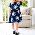thumbnail image 4 of 6-7 Years Little Girls Short Sleeve Dresses Summer Cotton Casual Skater Swing Twirly Sundress 3-8 Years Navy, 4 of 5