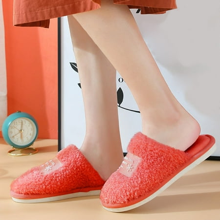 

Gubotare Womens House Slippers Women s Slip on Fuzzy House Slippers Memory Foam Slippers Scuff Outdoor Indoor Warm Plush Bedroom Shoes with Fur Lining Red 6