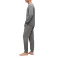 thumbnail image 4 of Dwelliawo Men's Viscose Pajamas Set 2-Piece Henley Collar Long Sleeve Tee and Pants Pockets Pj Set Lounge Comfortable Loose Fall Winter Fashion Solid Color Sleepwear Dark Gray M, 4 of 9