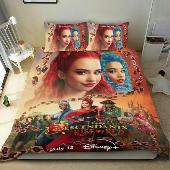 Descendants Themed Bed Sheet Set Three Piece Set 53x79 In ches Comfortable And Skin Friendly Unique Design Creating A Star Studded Night Home Decor Gifts For Family Friends fans