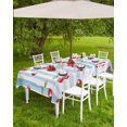 thumbnail image 4 of Summer Cherry Outdoor Tablecloth with Umbrella Hole and Zipper, Spillproof Table Cloth for Rectangle Tables, Dinner/Picnic/Patio/Party Table Cover Blue White Stripe, 4 of 6