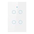 thumbnail image 1 of Interruptor de luz táctil WiFi, interruptor inteligente apt / aplicación de inteligente interruptor de temporizador 4 interruptor Interruptor blanco 4 Sunnimix Interruptor táctil inteligente WiFi RF, 1 of 8
