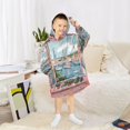 thumbnail image 6 of FORMRS Wearable Blanket Hoodie with Sleeves for Kids Cozy Flannel Sweatshirt, Pink Boat, 6 of 7