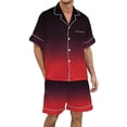 thumbnail image 1 of Men'S Gradient Multicolored Printed Silk Satin Short Sleeved Button Up Pajamas Set Men'S Pajama & Sets & Loungewear Red L, 1 of 4