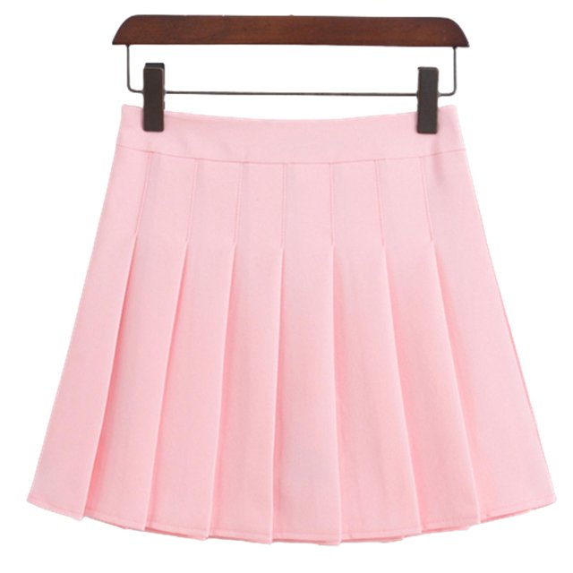 Girls Women High Waisted Plain Pleated Skirt Skater Tennis School Uniforms A-line Mini Skirt WithPink Skirt Pants2XL