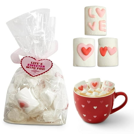 4E s Novelty decorative Marshmallows (16 Pcs) – Decorated Marshmallow with Hearts Individually Wrapped Bulk