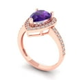 thumbnail image 2 of 2.36 ctw with Simulated Diamond Halo Accents Anniversary Ring for Women | Pear Cut Natural Amethyst | Hyperallergenic Solid 18K Rose Gold, 2 of 5