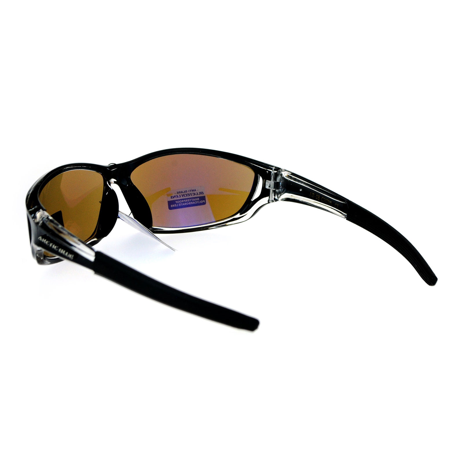 Arctic Blue Bluetech Mirrored Lens Metal Sport Warp Sunglasses 