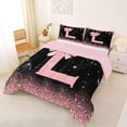 thumbnail image 2 of Manfei Kawaii Bow Personalized Initial L Queen Comforter Set 3pcs for Girls,Gradient Glitter Print Bedding Comforter Set for Kids Teens,Pink Reversible,Microfiber Bedroom Decor, 2 of 6