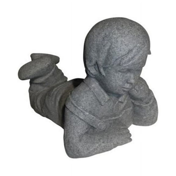 Day Dreaming Boy Statue- Natural Stone Appearance - Made of Resin - Lightweight- 16" Height