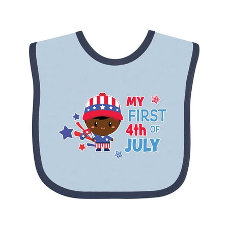 

Inktastic My First 4th of July with Black Haired Boy & Stars Gift Baby Boy Bib