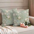 thumbnail image 2 of Spring Flower Pillow Covers 2 Pack Vintage Watercolor Pink Floral Plant Leaf Green Linen Pillowcase Waterproof Outdoor Throw Pillow Cover for Patio Garden Square Cushion 16”x16”, 2 of 9