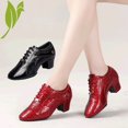 thumbnail image 2 of Zapatos de baile latino para mujer, zapatos de salón de Salsa, suela suave de respiración, de cuero genuino, para práctica de baile, zapatillas de baile para mujer, 2 of 5