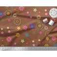thumbnail image 2 of Soimoi Brun Poly Georgette Tissu Insecte & Floral Clip Art Tissu Imprimé 1 Yard 42 Inch Wide, 2 of 3