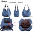 thumbnail image 4 of Spencer Women's Multi-pocket Shoulder Bag Fashion Cotton Canvas Handbag Tote Purse Satchel Travel Bag "Dark Blue", 4 of 6