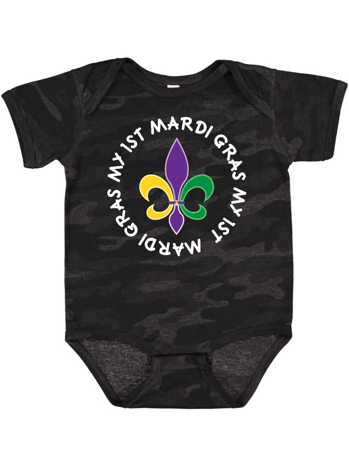 Baby Kids I Love Mardi Gras Heart Fluer De Lis Onesies Bodysuits as picture24 Months 