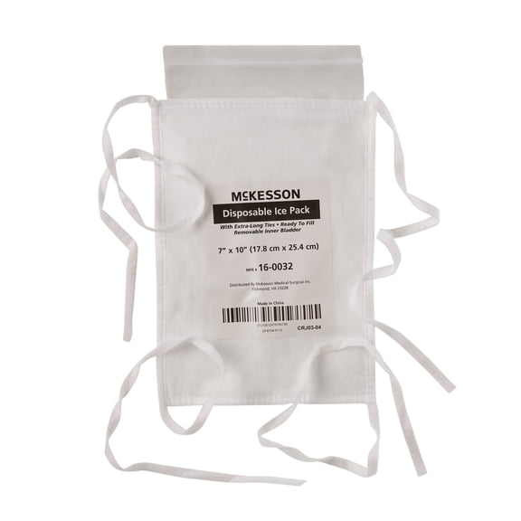 McKesson Disposable Ice Pack with Ties, Removable Bladder - 7 in x 10 in, 10 Count, 10 Packs, 100 Total