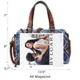 thumbnail image 3 of Bolso tipo barril Dasein para mujer, piel vegana suave, color azul vaquero, 3 of 6