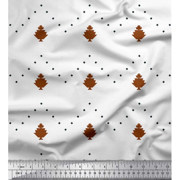 Soimoi Brown Cotton Voile Fabric Butidar Jamdani Printed Craft Fabric by the Yard 56 Inch Wide