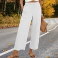 thumbnail image 2 of Wide Leg Pants for Women Loose Pocketed Linen Pants Women White 2XL, 2 of 9