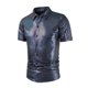 thumbnail image 2 of Camisa Elvqul para Hombre Playa con Lentejuelas Morado Manga Corta Abotonada Solapa, 2 of 7