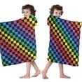 thumbnail image 4 of Colorful Rainbow Checkered Pattern Hooded Bath Towel，50"x30" for Ages 3 To 12 Kids, Quick Dry Lightweight Soft Microfiber Hood Beach Towel Cover Up for Kids, 4 of 7