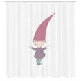 thumbnail image 3 of Kids Shower Curtain, Little Cartoon Gnome Character Illustration with a Big Pink Hat Standing Under Rain, Fabric Bathroom Set with Hooks, 69W X 84L Inches Extra Long, Multicolor, by Ambesonne, 3 of 3