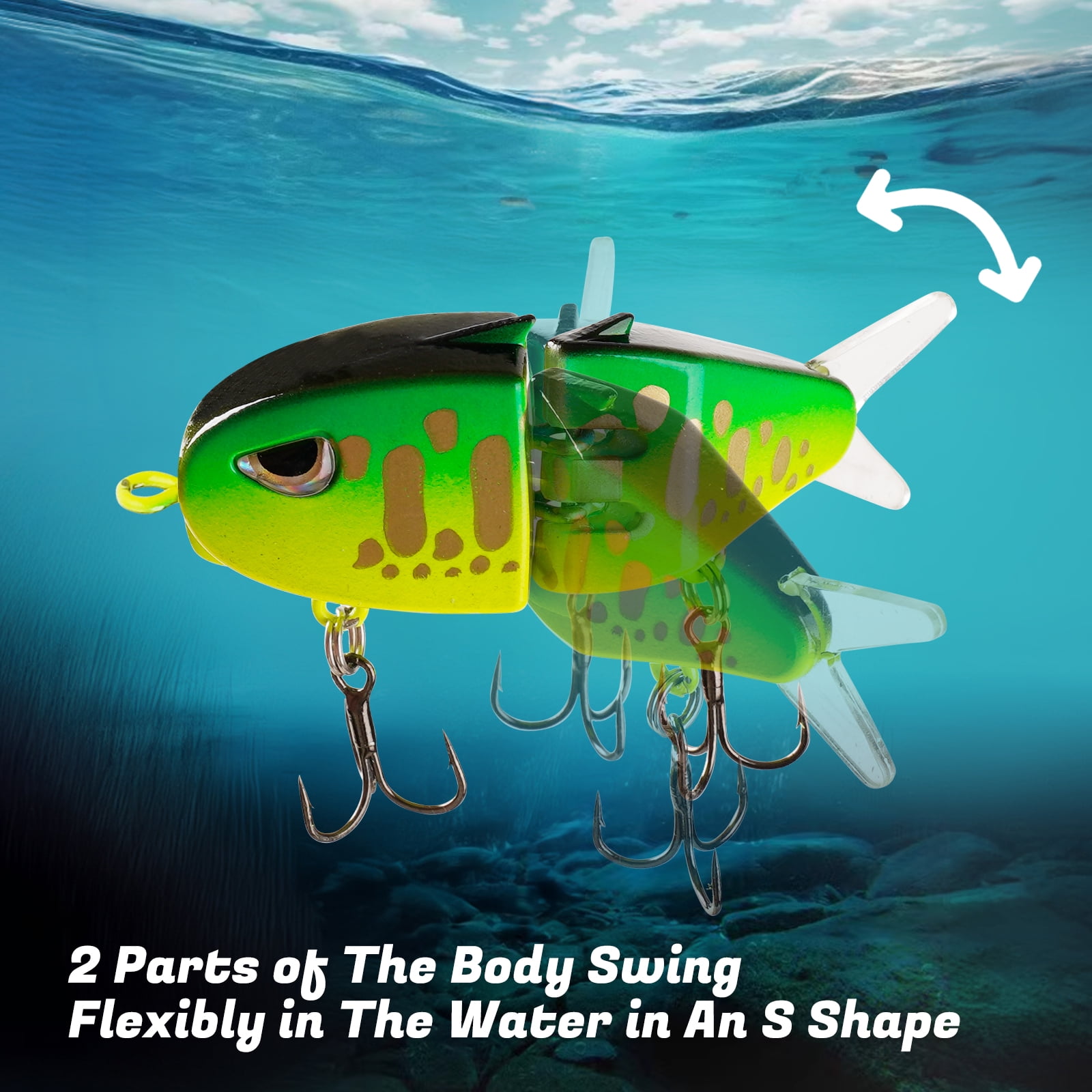 6pcs Slow Sinking Fishing Lures Multi Jointed Top Water Fishing Hard Bait Soft Tails & 3D Realistic Eyes Glide Bait for Bass Fish Tackle Best Lure Gear for Angler