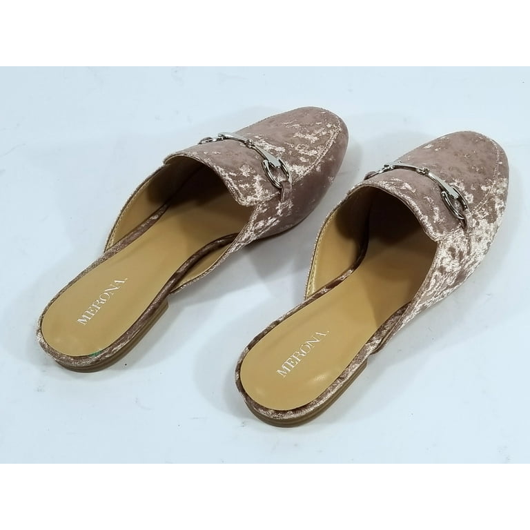 Women s Merona Kona Pink Backless Mule Slip On Loafer Flats Pink 8.5 New Walmart