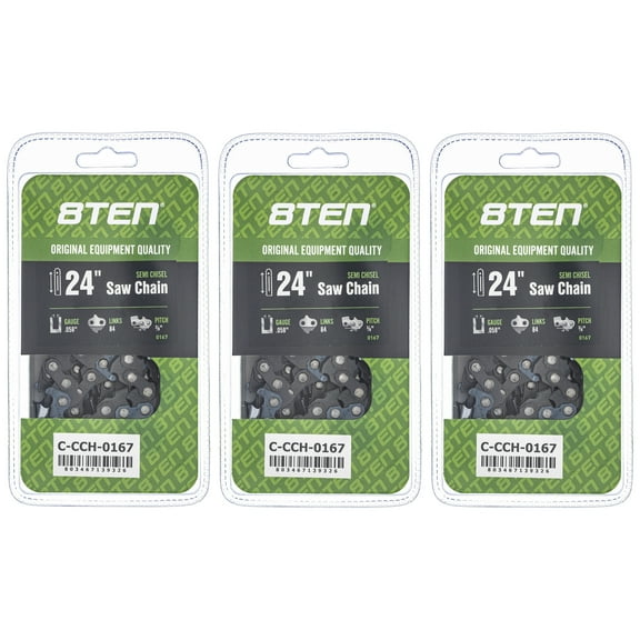 Semi Chisel Chainsaw Chain 24 inch .058 3/8 84DL for Husqvarna Poulan 3 Pack 810-CCC2389H