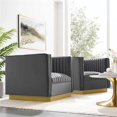 thumbnail image 2 of Maklaine Modern Performance Velvet Armchair in Gray/Gold (Set of 2), 2 of 4