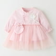 thumbnail image 2 of Kids Toddler Girls Solid Spring Winter Lace Long Sleeve Warm THick Tulle Princess Dress Clothes, 2 of 4