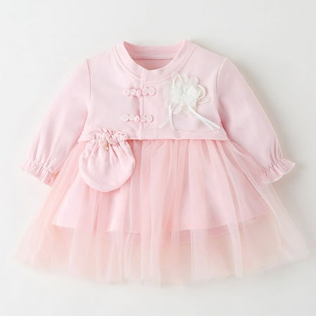 

Hunpta Kids Toddler Girls Solid Spring Winter Lace Long Sleeve Warm THick Tulle Princess Dress Clothes