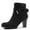 Black-NEW, variant on Pennysue Women's Chunky Heel Red Buckle Ankle Boots Thick Heeled Layered Zip-Up Ladies'Booties Size 9M