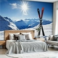 thumbnail image 2 of Prxcm Peel and Stick Canvas Wallpaper Pair red skis crossed wedged snow mountain Art Wall Mural Decor Self Adhesive and Removable 100"x 144", 2 of 5