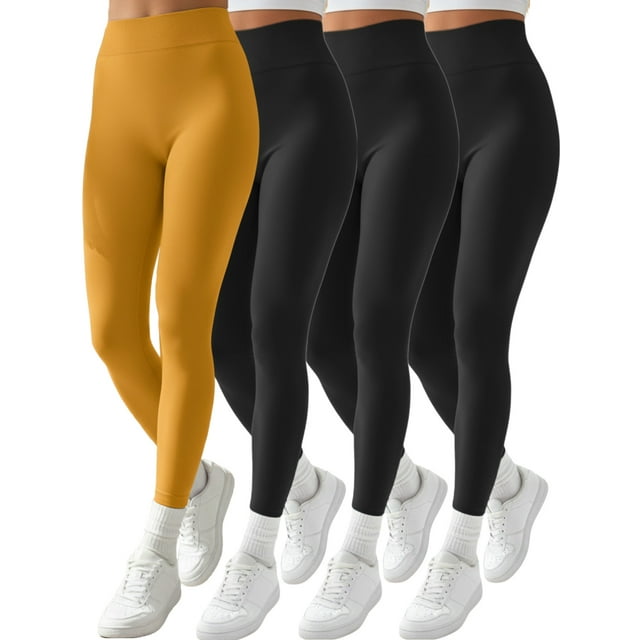 Pack 4 Colores Leggins Faja Termicos Afelpados Unitallas Yoga