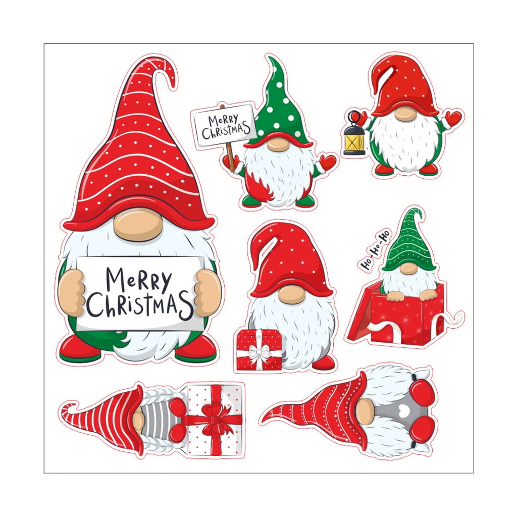 Christmas Wall Clings Removable Window Stickers Gnome Santa Gingerbread ...