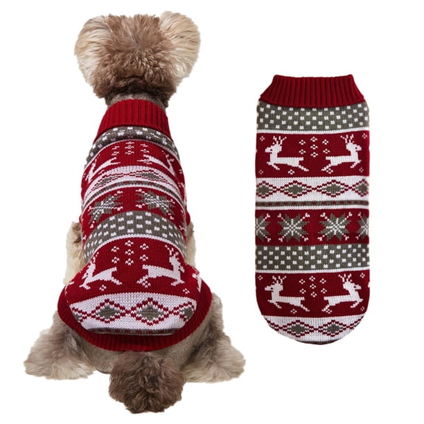 Otoño Invierno Navidad doble ciervo mascota suéter tejido copo de nieve ropa para perros MFZFUKR CPB-US-FXT386-2