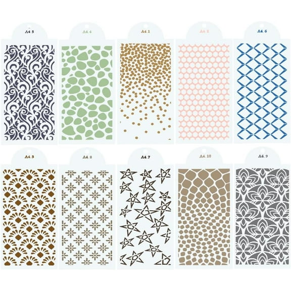 10 Styles Cake Stencils Plastic Floral Wedding Cake Decoration Hollow Stencil DIY Baking Embossing Decor Reusable Buttercream Cake Template Supplies for Fondant Cookie 10.4x4.4 inch White