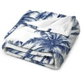 thumbnail image 3 of Indigo Blue Palm Tree Blanket Navy Blue Palm Tree Soft Warm Throw Blankets 30"x40" Flannel Cozy Warm Plush Lightweight Throw Blanket for Couch Bed Sofa Gift Idea, 3 of 6