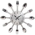 thumbnail image 1 of Reloj de pared de cocina, 3D, extraíble, moderno, creativo, cubertería, cuchara de cocina, tenedor, reloj de pared, espejo, calcomanía de pared, pegatina de pared, habitación, decoración del hogar Xemadio WRQX-451-4, 1 of 6
