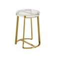 thumbnail image 2 of Weston Home Narvik Modern Stainless Steel Glass Top Table Round End Table, Brass Finish, 2 of 6