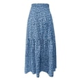 thumbnail image 2 of WDDDD Women's Flowy Maxi Skirt Boho A-Line High Waist Beach Vacation Blue M, 2 of 5