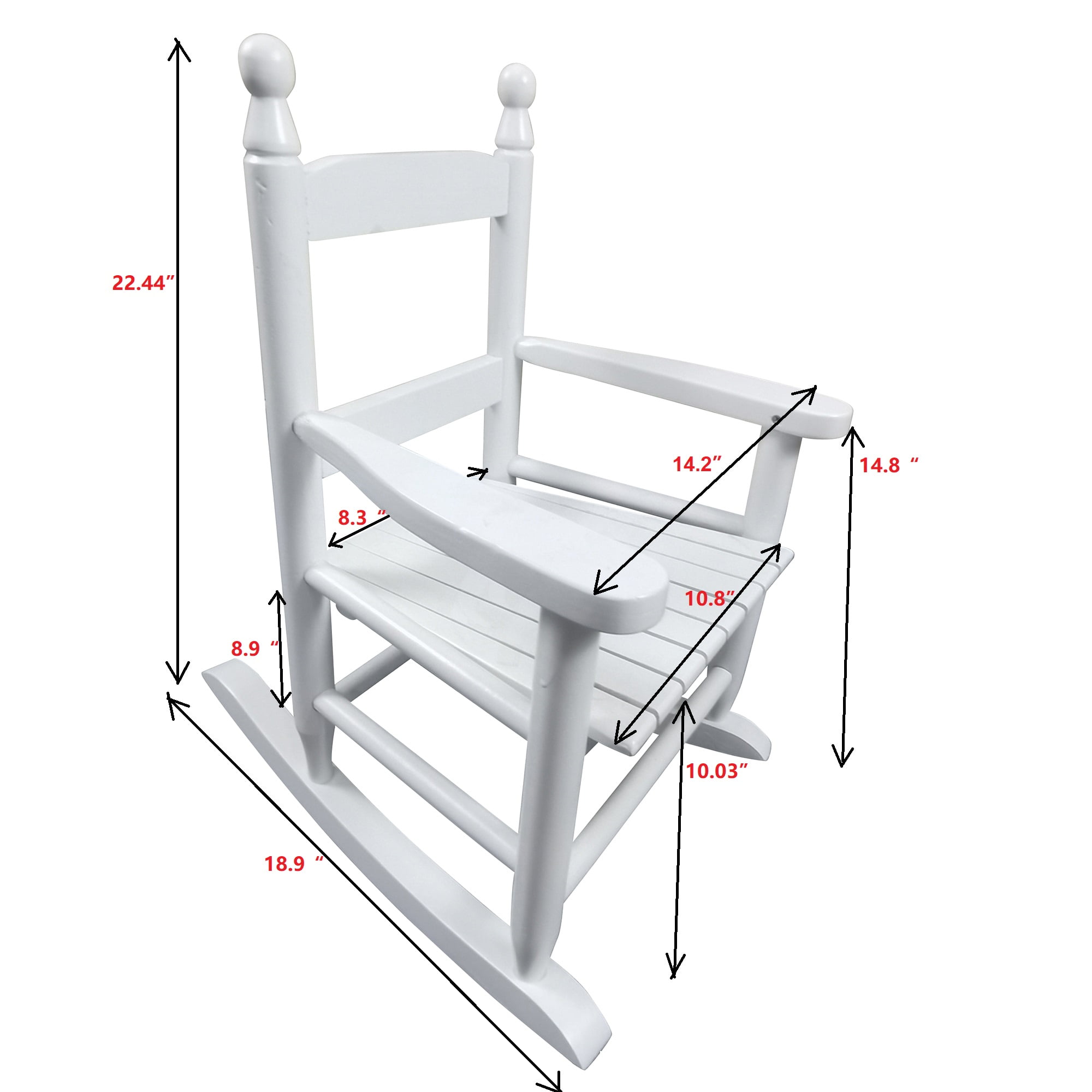 Yoneston Children's Rocking White Chair Indoor or Outdoor, Adirondack All Weather Classic Porch Rocker Chair Suitable for Kids, White