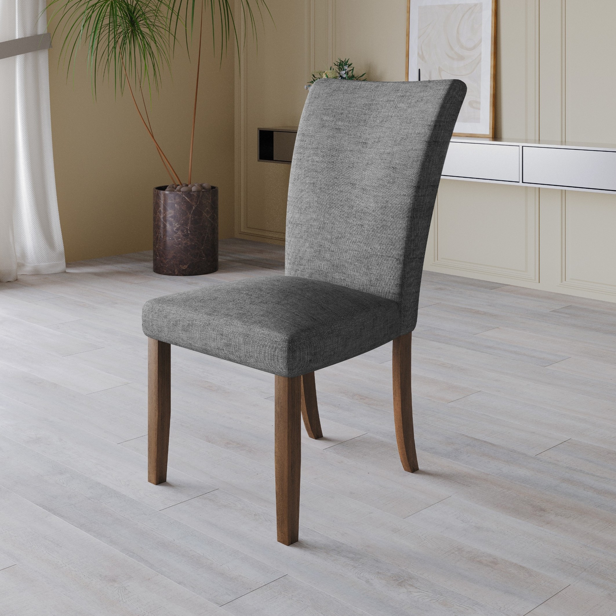 Home Design Lubec Dining Chair (Set of 2), Gray, Roll-back design, Button-tufted back, Padded seat, Comfortable seating, Sturdy frame, Modern style, Durable construction