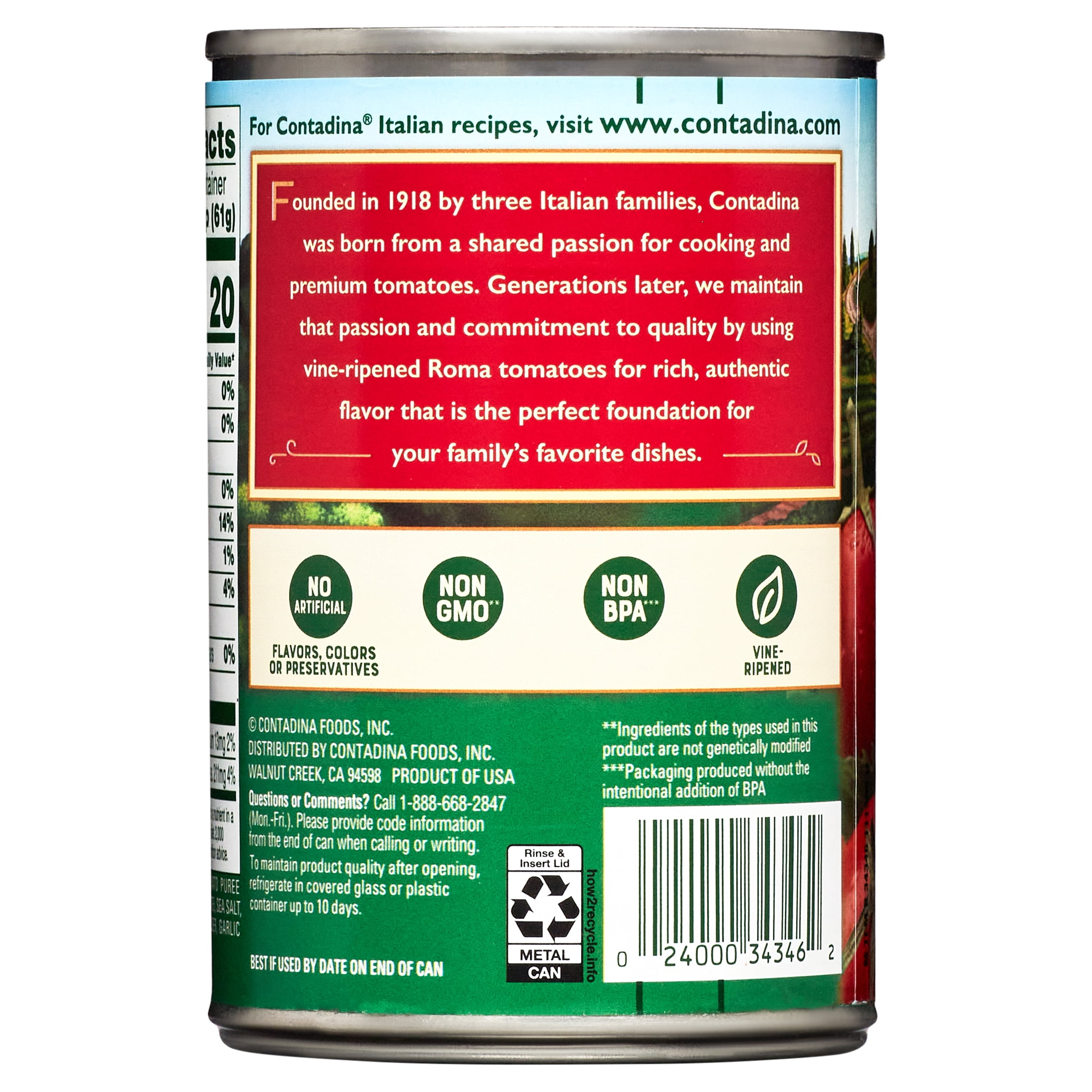 (6 pack) Contadina Tomato Sauce, Canned Tomatoes, 15 oz Can