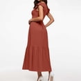 thumbnail image 2 of Vestido largo con mangas con volantes y pliegues para mujer - Extralargo informal con bolsillos, 2 of 8