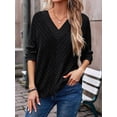 thumbnail image 4 of Autumn Women'S Long Sleeve Shirt V Neck Knit Pullover Tunic Top Women'S Shirt Formal Casual Black XL, 4 of 7