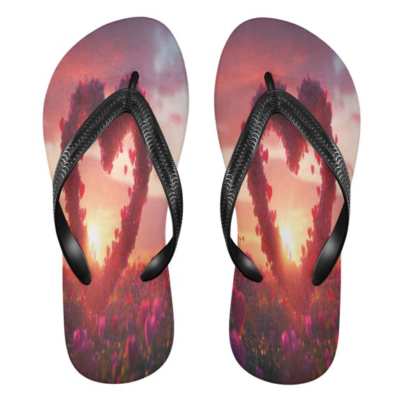 YAZAOOSummer Flip Flops Creatively Heart Shaped Rose Simple Beach Sandals