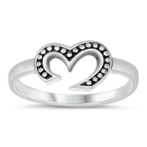 Abstract Oxidized Heart Marquee Dot Sterling Silver Ring 925 Jewelry Female Male Unisex Size 4